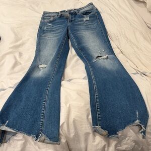 Flying Monkey Ripped Blue Wide Leg Jeans